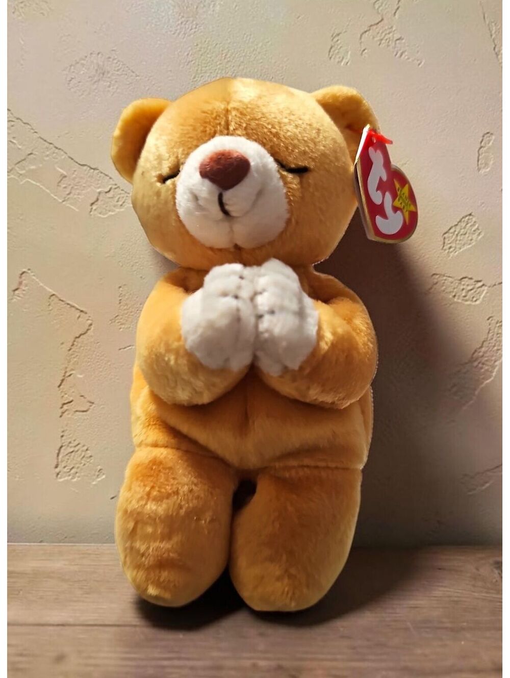 Ty Beanie Baby Hope Praying Bear – 1998 DOB – Brown & White Plush 6” – With Tags